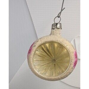 Antique Frosted Mercury Indent Reflector  Flowers mica Christmas Ornament 2 inch